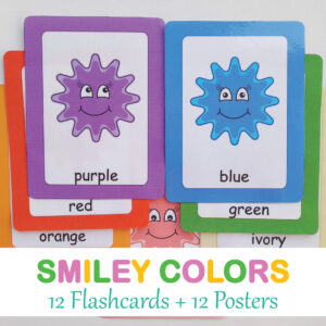 12 Smiley Color Flashcards and Posters